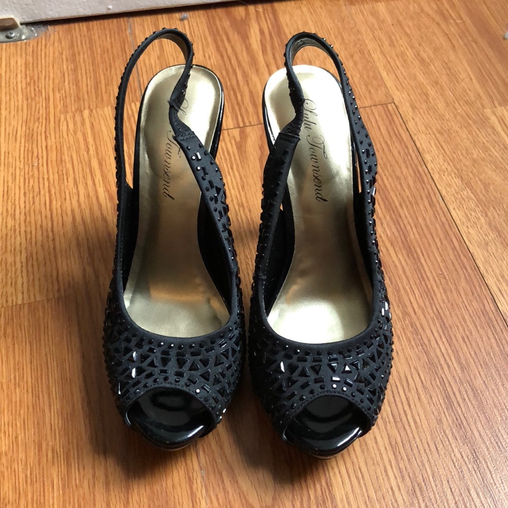 Black Rhinestone Heels